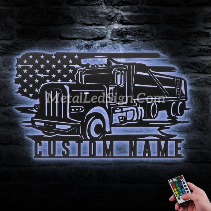 Custom-Dump-Truck-Driver-Metal-Wall-Art-Led-Light-3