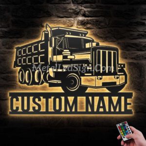 Custom-Dump-Truck-Driver-Metal-Wall-Art-Led-Light-Images-1