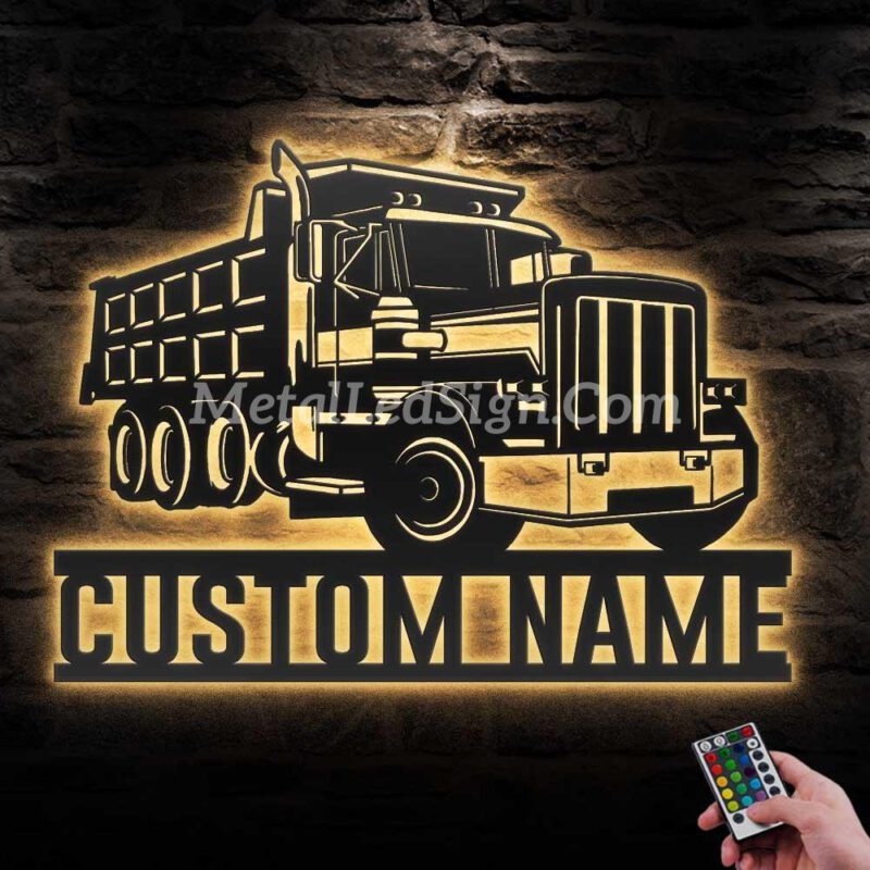 Custom-Dump-Truck-Driver-Metal-Wall-Art-Led-Light-Images-1