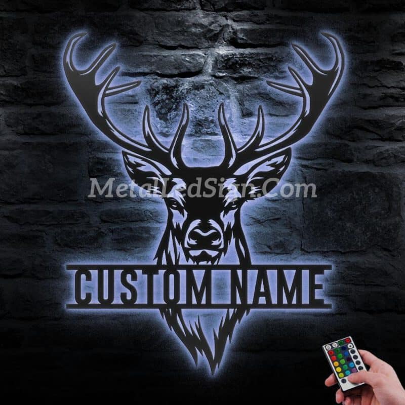 Custom-Elk-Deer-Hunting-Metal-Wall-Art-Led-Light-1-3