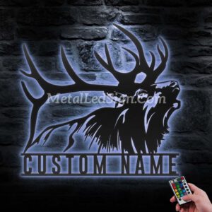 Custom-Elk-Deer-Hunting-Metal-Wall-Art-Led-Light-1