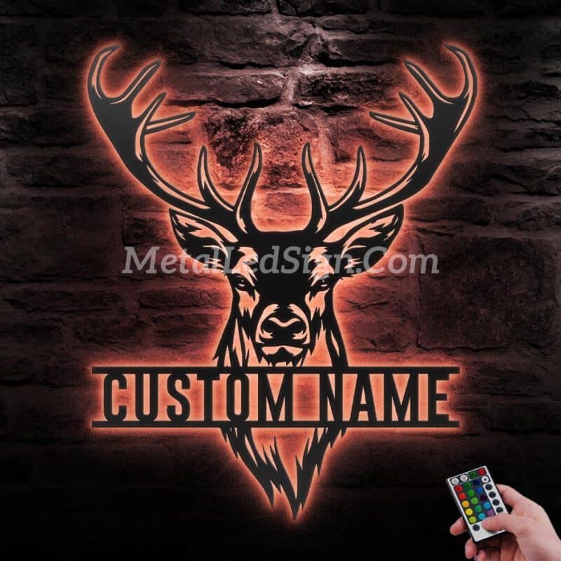 Custom-Elk-Deer-Hunting-Metal-Wall-Art-Led-Light-2-3