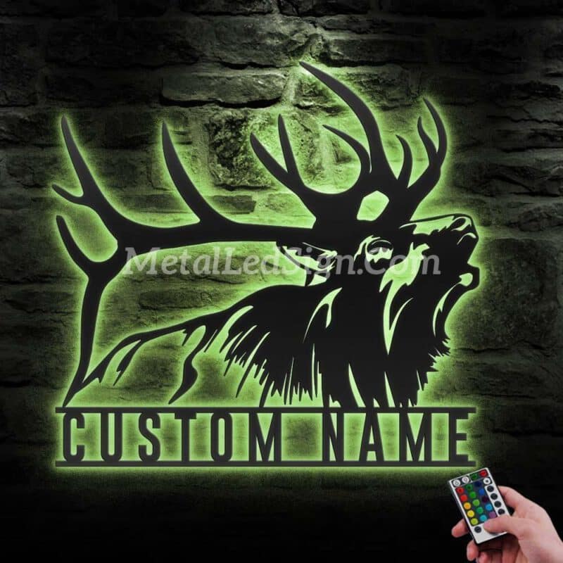 Custom-Elk-Deer-Hunting-Metal-Wall-Art-Led-Light-2
