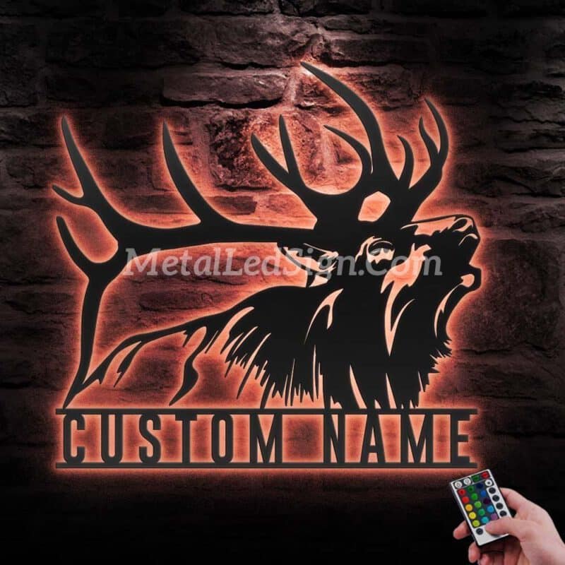 Custom-Elk-Deer-Hunting-Metal-Wall-Art-Led-Light-3-3