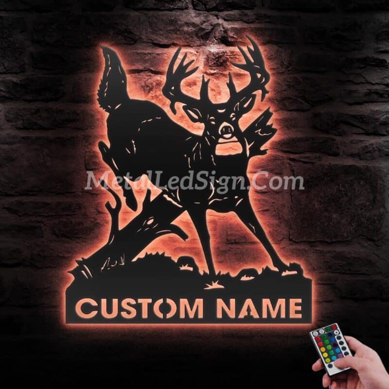 Custom-Elk-Deer-Hunting-Metal-Wall-Art-Led-Light-3-4