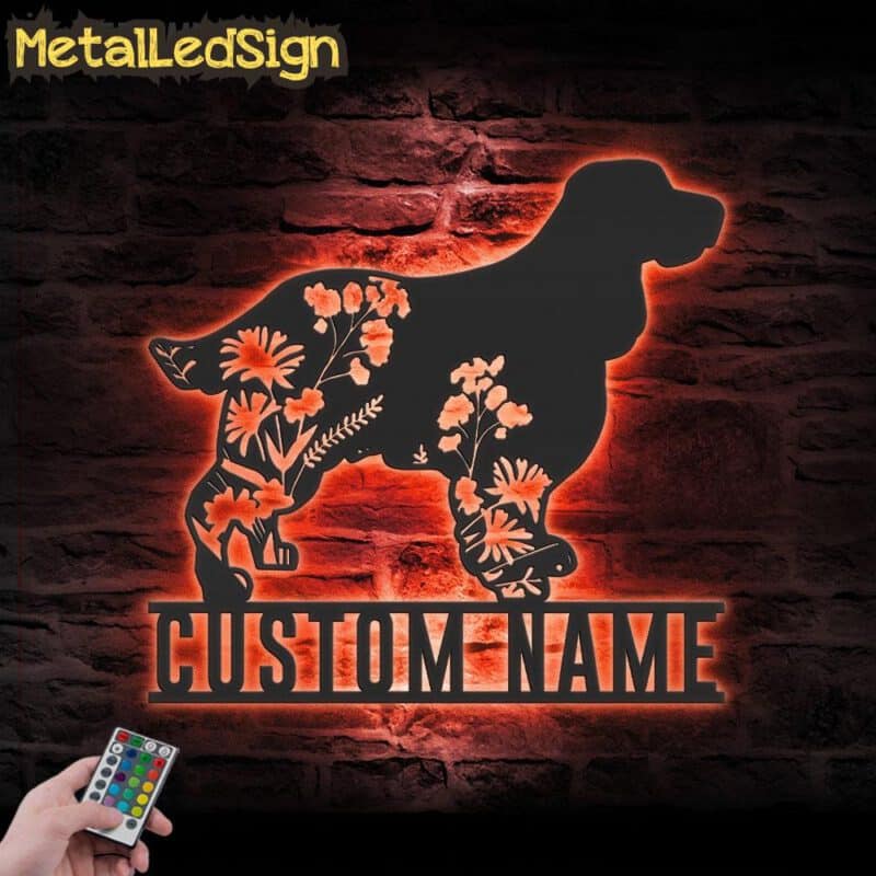 Custom-FLoral-English-Cocker-Spaniel-Metal-Wall-Art-LED-Light-5.jpg