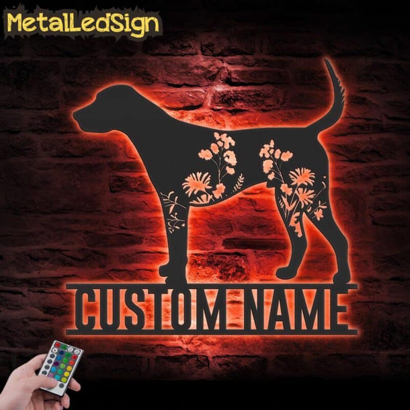 Custom-FLoral-English-Foxhound-Metal-Wall-Art-LED-Light-5.jpg