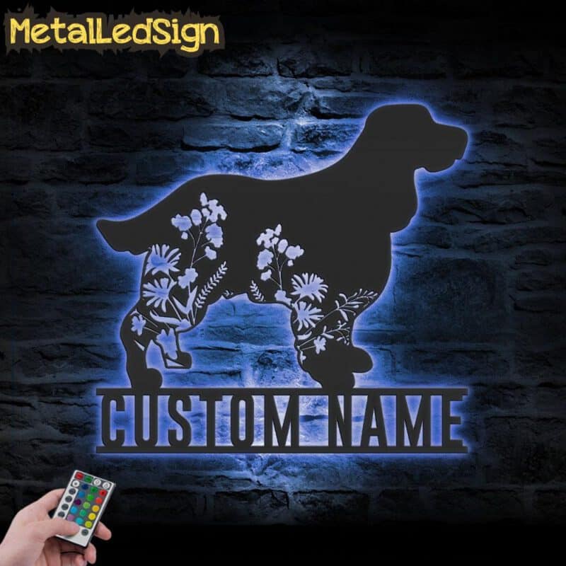 Custom-FLoral-English-Springer-Spaniel-Metal-Wall-Art-LED-Light-3.jpg