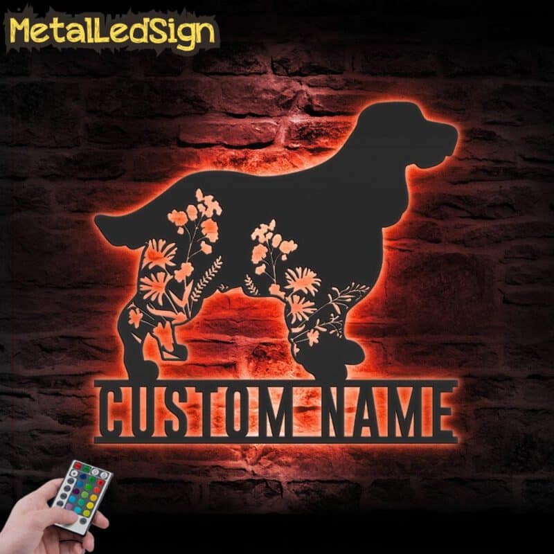 Custom-FLoral-English-Springer-Spaniel-Metal-Wall-Art-LED-Light-5.jpg