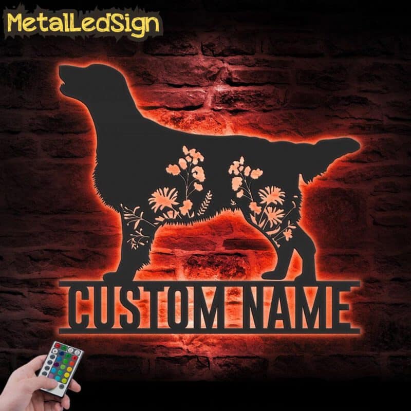 Custom-FLoral-Flat-coated-Retriever-Metal-Wall-Art-LED-Light-5.jpg