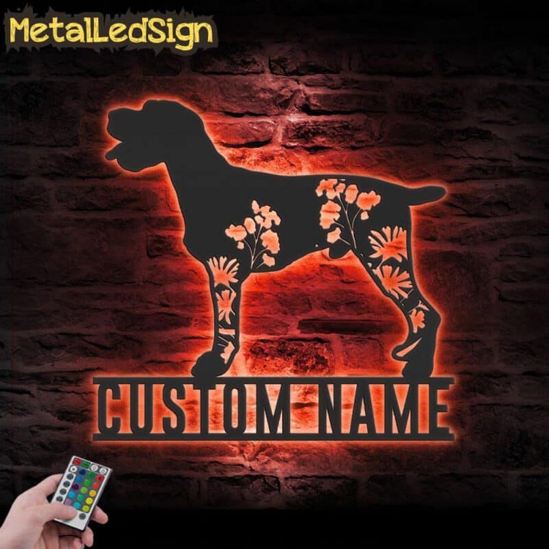 Custom-FLoral-German-Wirehaired-Pointer-Metal-Wall-Art-LED-Light-5.jpg