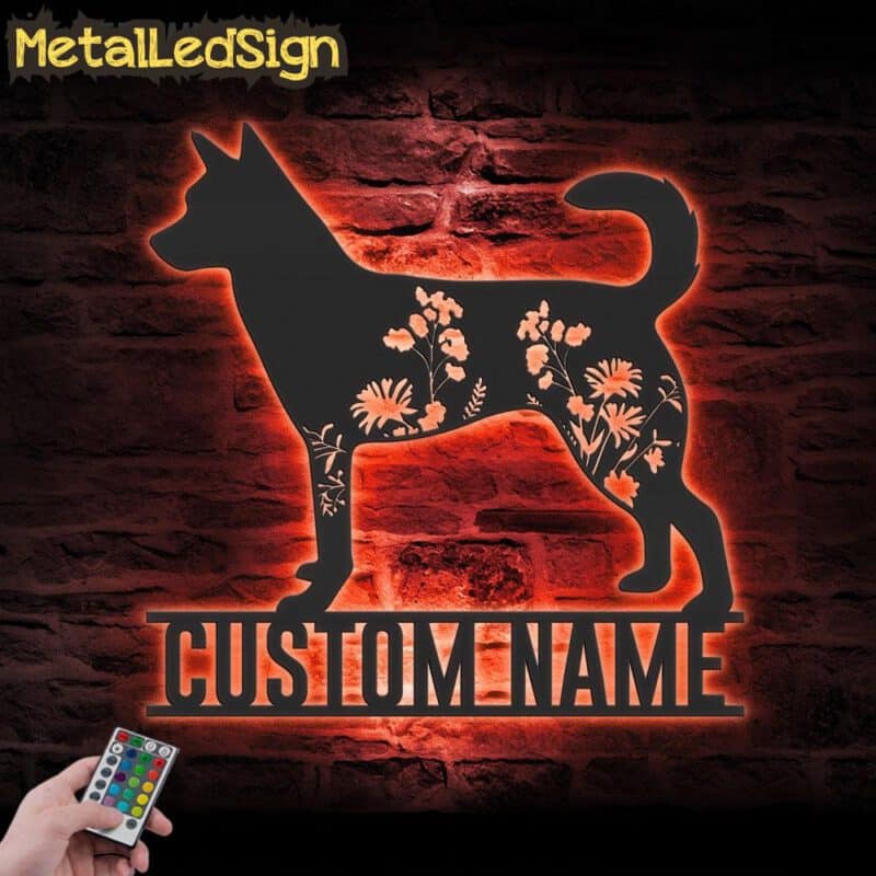 Custom-FLoral-Norwegian-Lundehund-Metal-Wall-Art-LED-Light-5.jpg