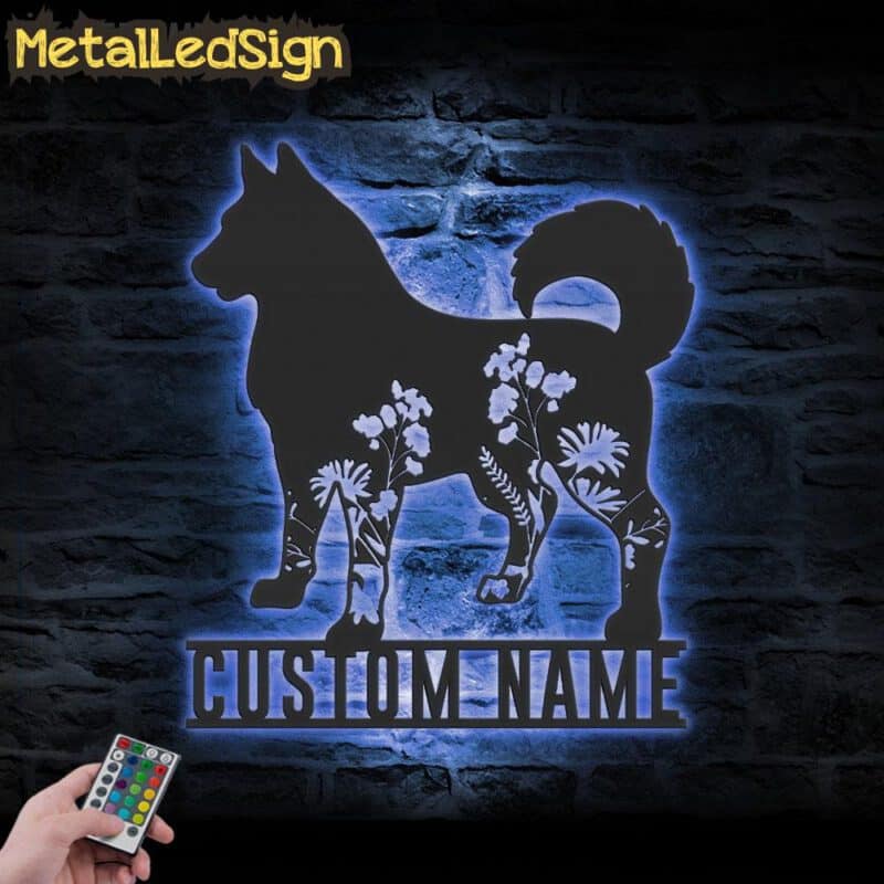 Custom-FLoral-Siberian-Husky-Metal-Wall-Art-LED-Light-3.jpg