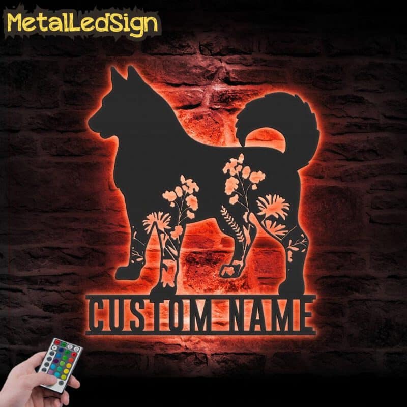 Custom-FLoral-Siberian-Husky-Metal-Wall-Art-LED-Light-5.jpg