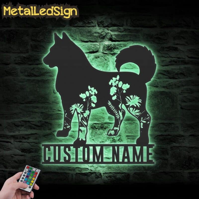 Custom-FLoral-Siberian-Husky-Metal-Wall-Art-LED-Light-7.jpg