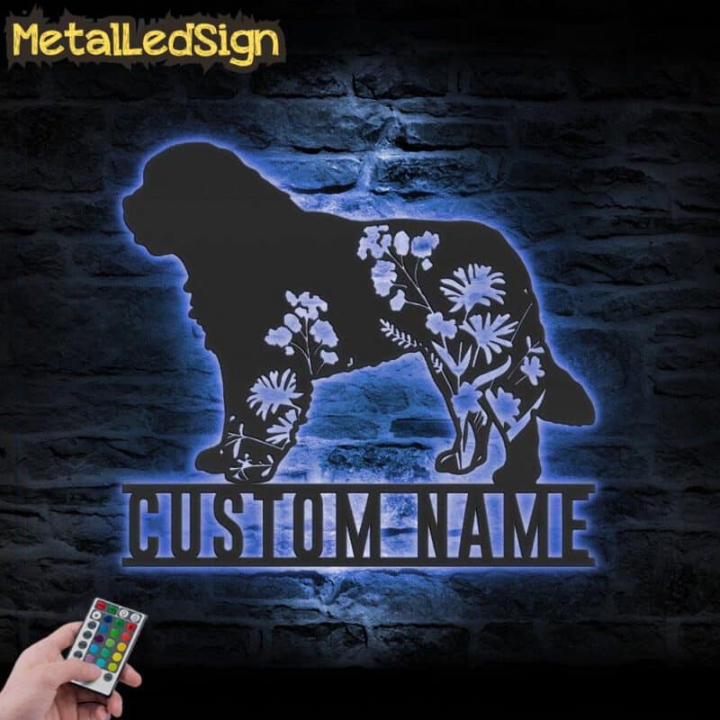 Custom-FLoral-St.-Bernard-Metal-Wall-Art-LED-Light-3.jpg