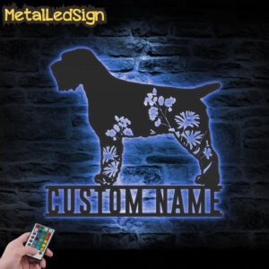 Custom-FLoral-Wirehaired-Pointing-Griffon-Metal-Wall-Art-LED-Light-3.jpg