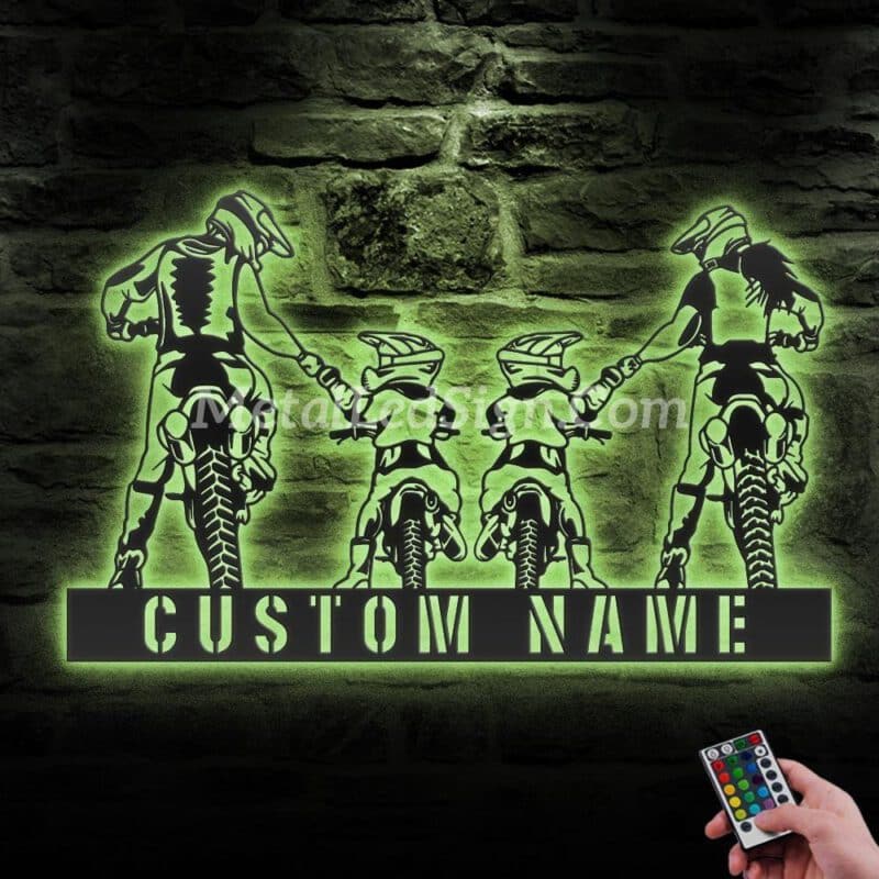 Custom-Family-Motocross-Biker-Metal-Wall-Art-Led-Light-5-4