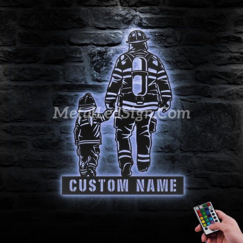 Custom-Father-Daughter-Firefighter-Metal-Wall-Art-Led-Light-3-3