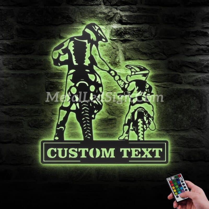 Custom-Father-Daughter-Motocross-Biker-Metal-Wall-Art-Led-Light-6