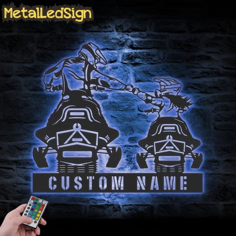 Custom-Father-Daughter-Snowmobile-Metal-Wall-Art-LED-Light-3.jpg