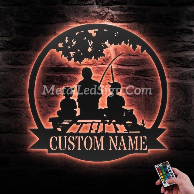 Custom-Father-Son-Fishing-Metal-Wall-Art-Led-Light-2