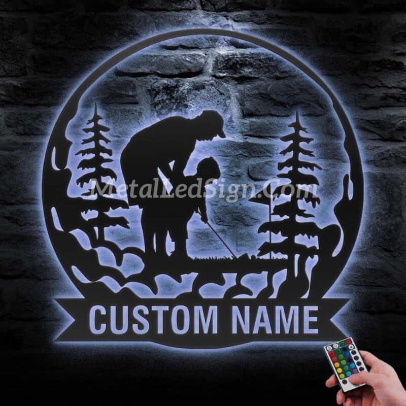 Custom-Father-Son-Golfing-Metal-Wall-Art-Led-Light-3-1