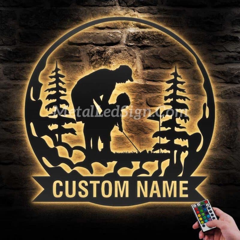 Custom-Father-Son-Golfing-Metal-Wall-Art-Led-Light-Images-1