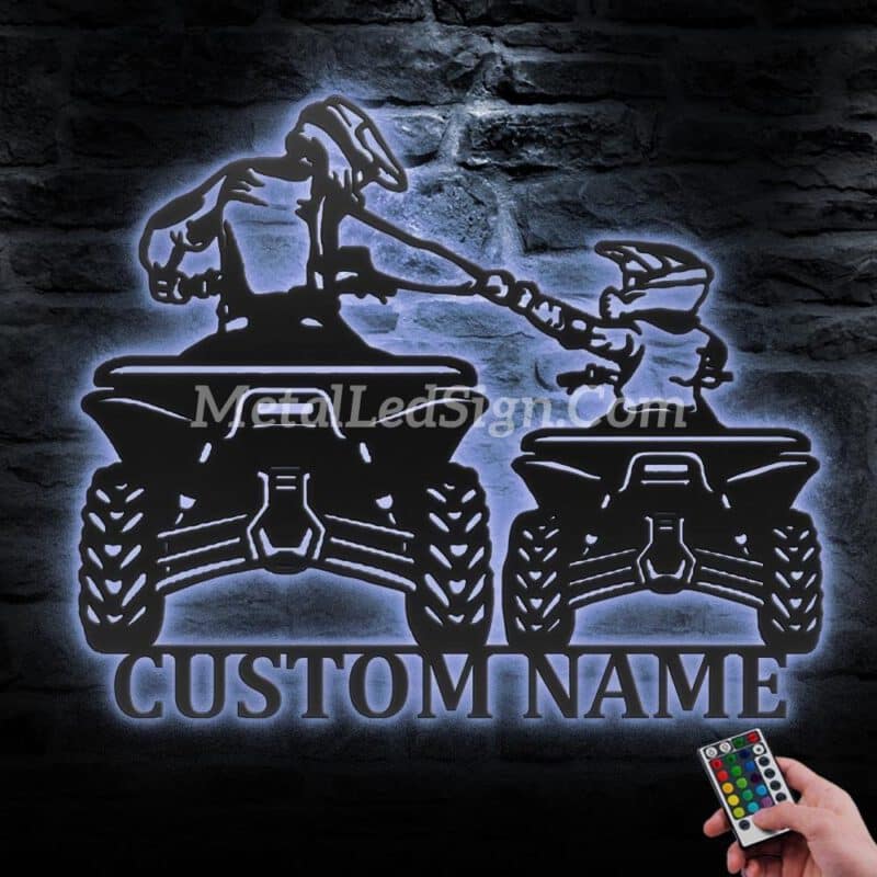 Custom-Father-Son-Quad-Biker-Metal-Wall-Art-Led-Light-3-1