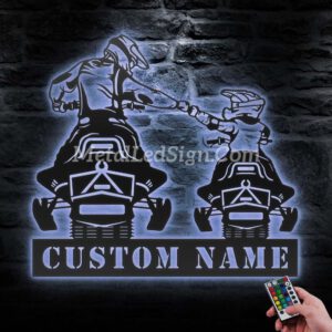 Custom-Father-Son-Snowmobile-Metal-Wall-Art-Led-Light-3-4