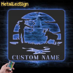 Custom-Female-Deer-Hunting-Sunset-Metal-Wall-Art-LED-Light-3.jpg