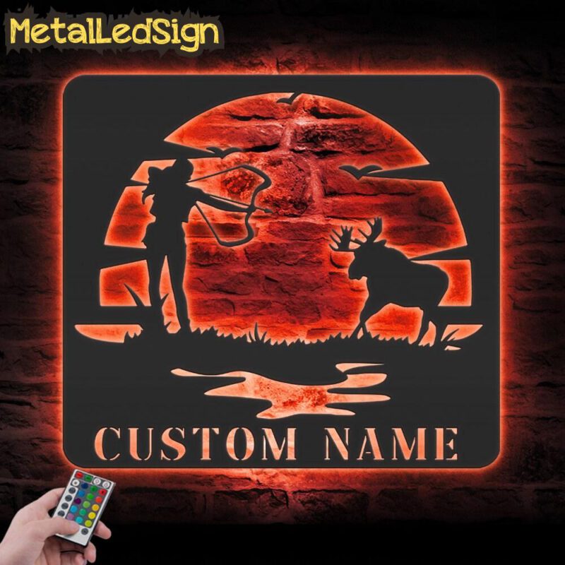 Custom-Female-Deer-Hunting-Sunset-Metal-Wall-Art-LED-Light-5.jpg