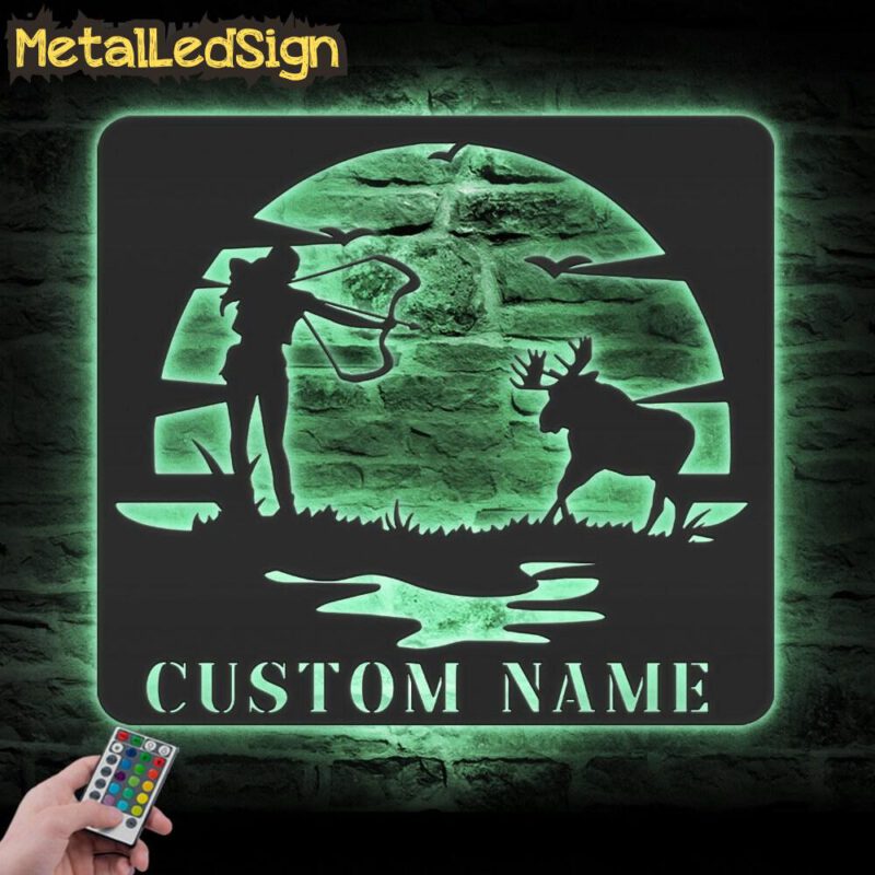 Custom-Female-Deer-Hunting-Sunset-Metal-Wall-Art-LED-Light-7.jpg