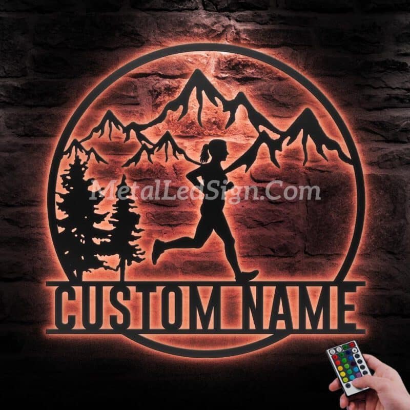 Custom-Female-Trail-Running-Metal-Wall-Art-Led-Light-5-1