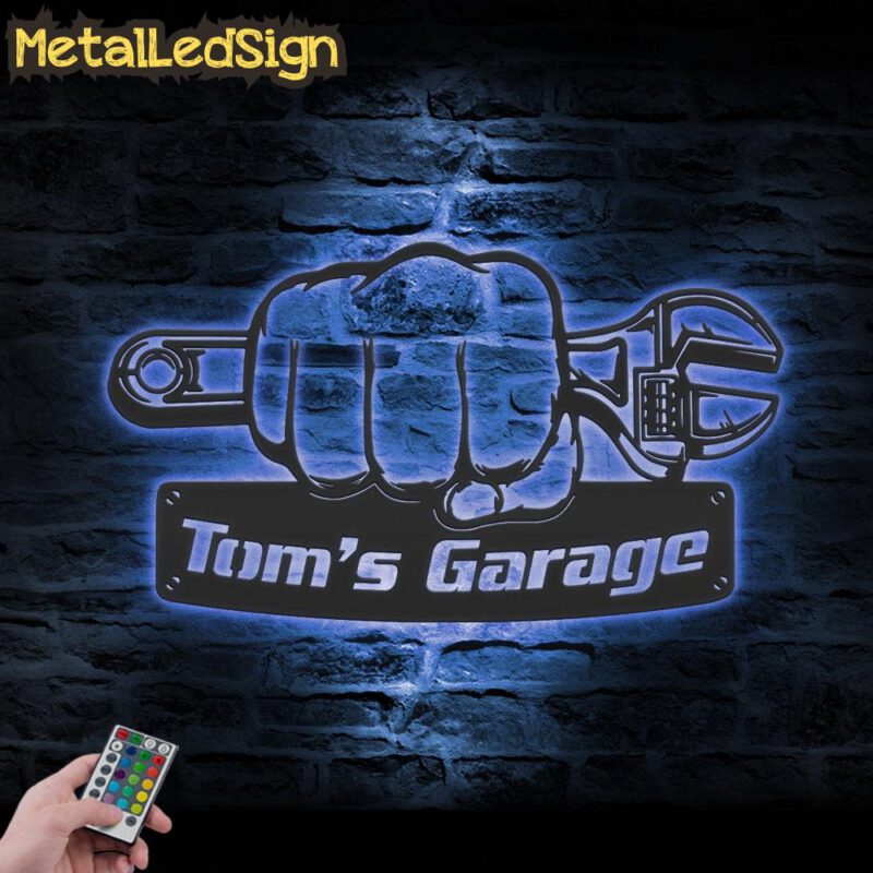 Custom-Fist-Pump-Wrench-Garage-Metal-Wall-Art-LED-Light-3.jpg