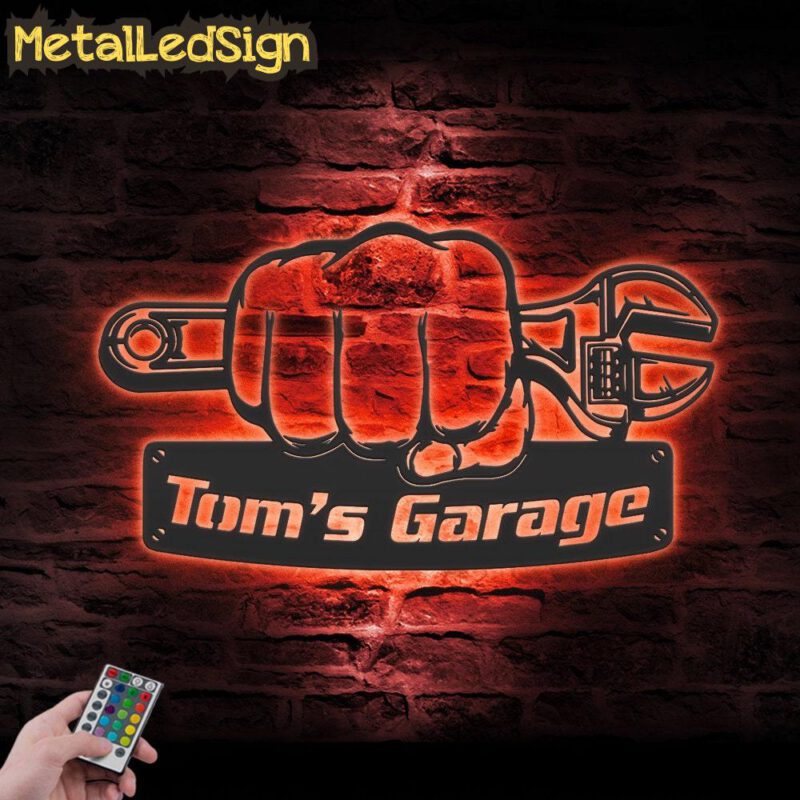 Custom-Fist-Pump-Wrench-Garage-Metal-Wall-Art-LED-Light-5.jpg