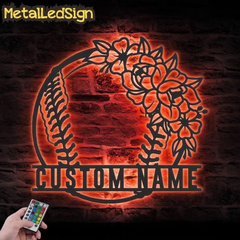 Custom-Floral-Ball-Baseball-Mom-Metal-Wall-Art-LED-Light-5.jpg