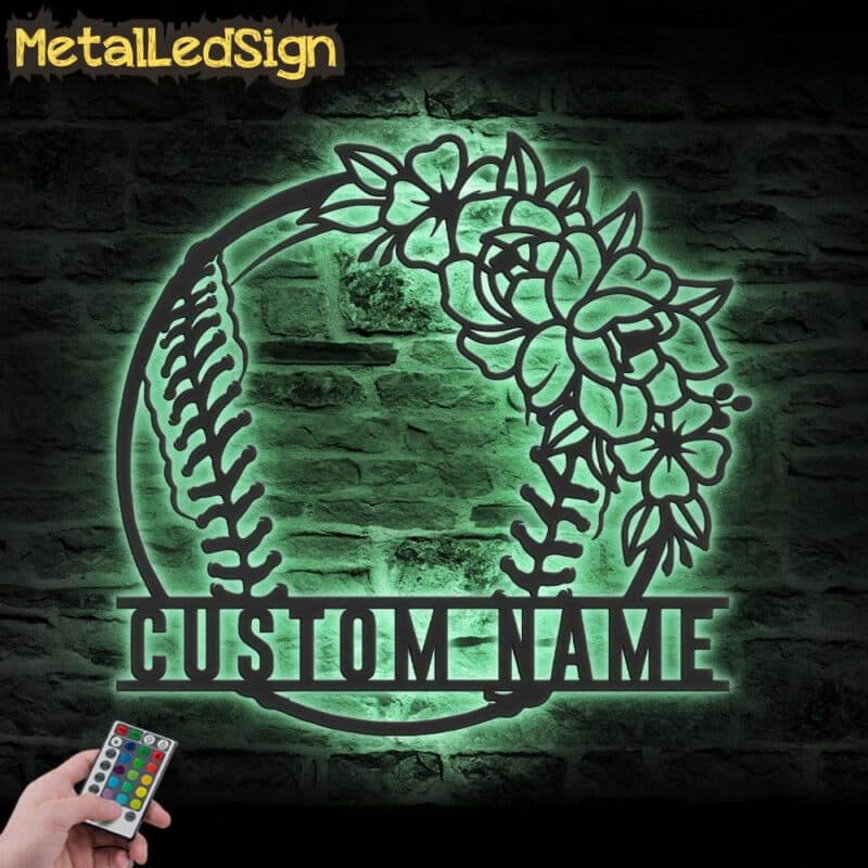 Custom-Floral-Ball-Baseball-Mom-Metal-Wall-Art-LED-Light-7.jpg