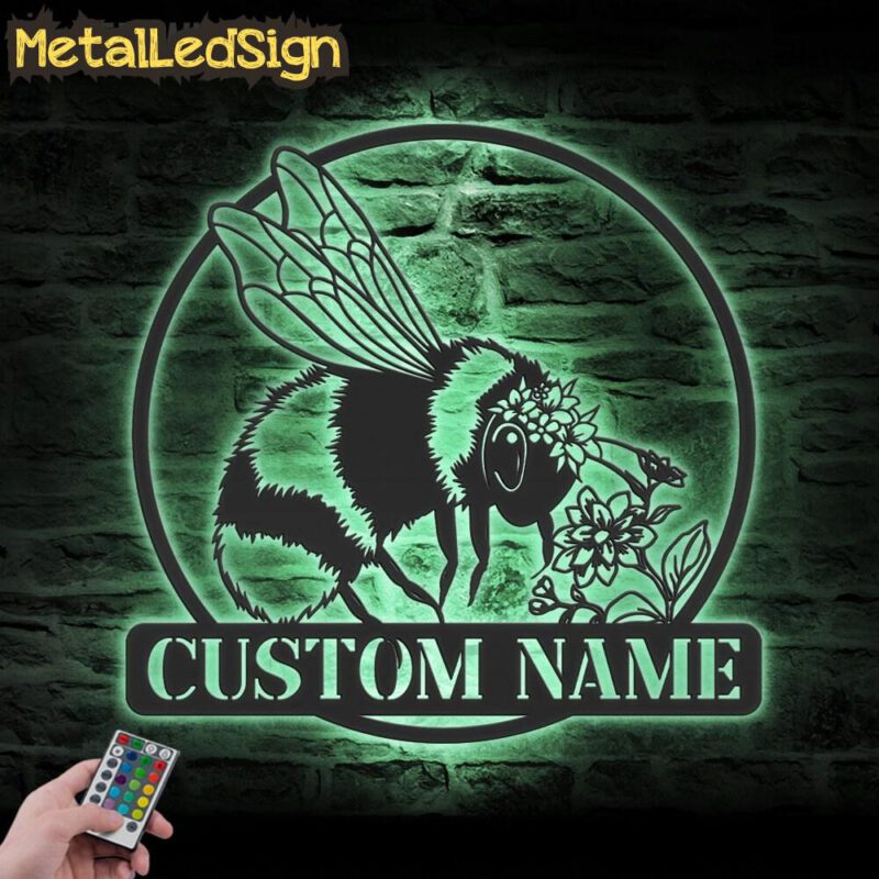 Custom-Floral-Bee-Metal-Wall-Art-LED-Light-7.jpg