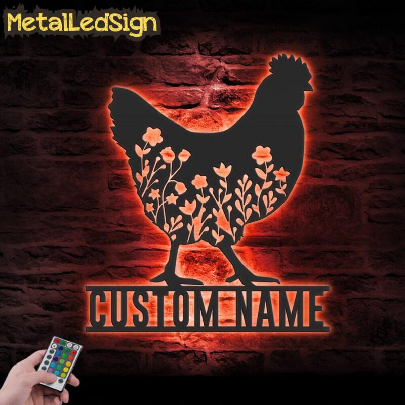 Custom-Floral-Chicken-Farmhouse-Metal-Wall-Art-LED-Light-5.jpg