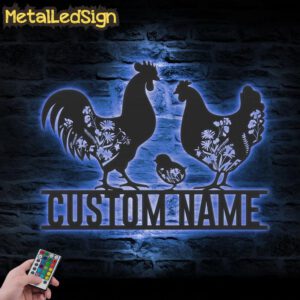 Custom-Floral-Family-Chicken-Farm-Metal-Wall-Art-LED-Light-3.jpg