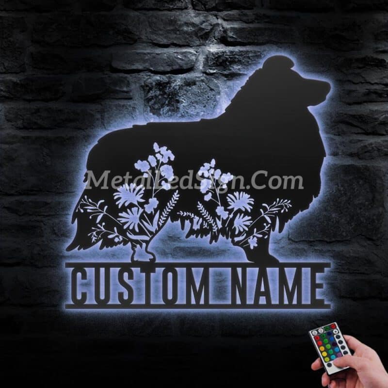 Custom-Floral-Shetland-Sheepdog-Metal-Wall-Art-Led-Light-3