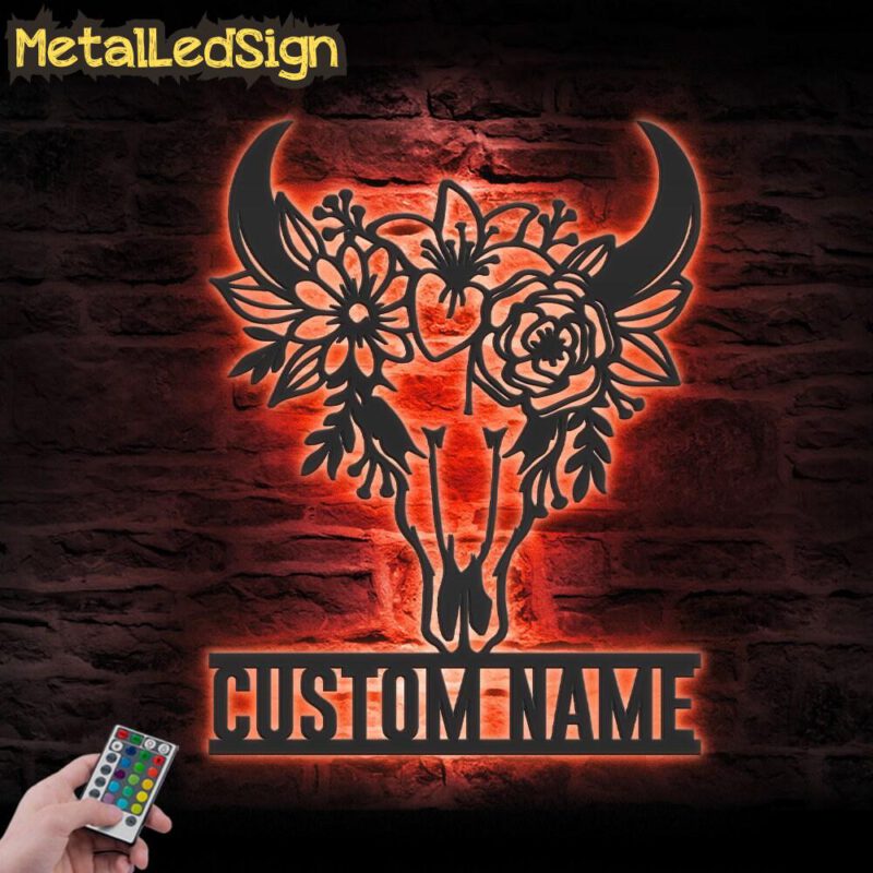 Custom-Flower-Cow-Skull-Farmhouse-Metal-Wall-Art-LED-Light-5.jpg