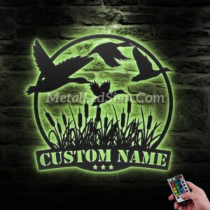 Custom-Flying-Mallard-Duck-Hunting-Metal-Wall-Art-Led-Light-6