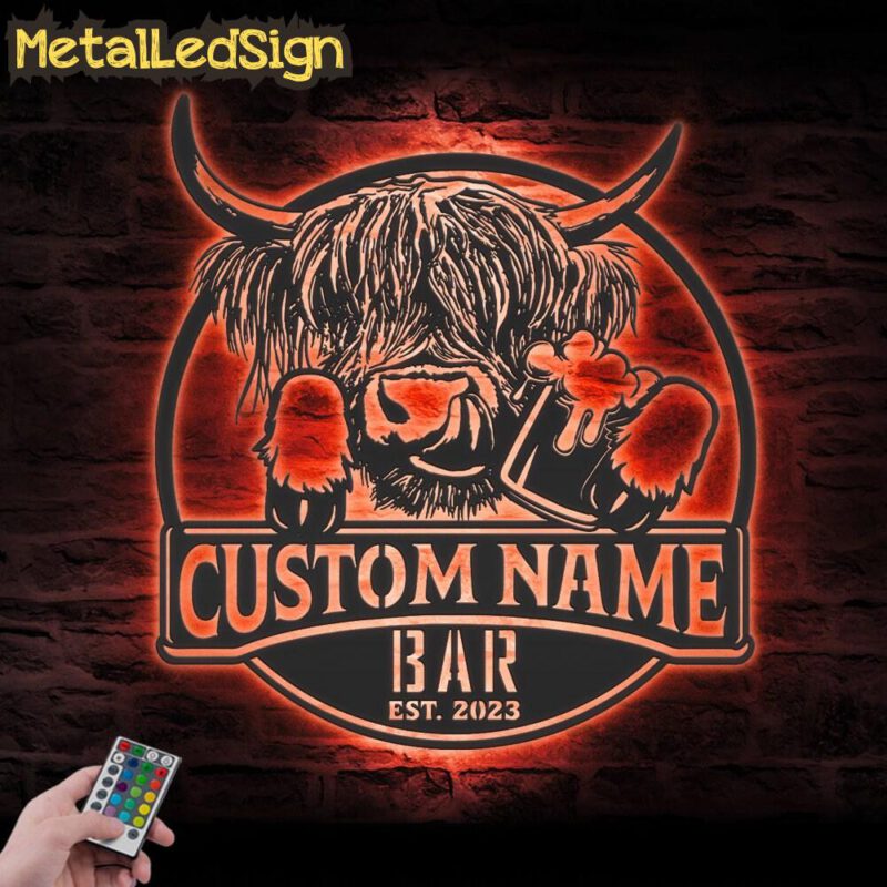 Custom-Funny-Highland-Cow-Thirsty-Beer-Pub-Metal-Wall-Art-LED-Light-5.jpg