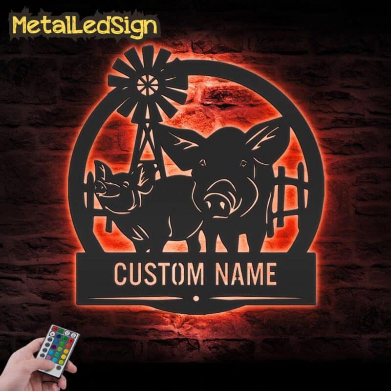 Custom-Funny-Pig-Farmhouse-Metal-Wall-Art-Led-Light-5-2