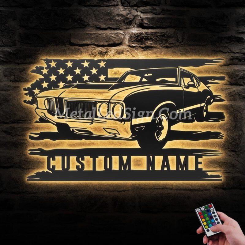 Custom-Garage-Us-Flag-Metal-Wall-Art-Led-Light-Images