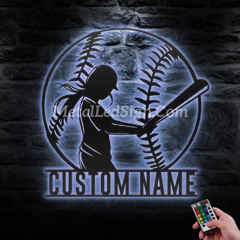 Custom-Girl-Baseball-Metal-Wall-Art-Led-Light-3-4