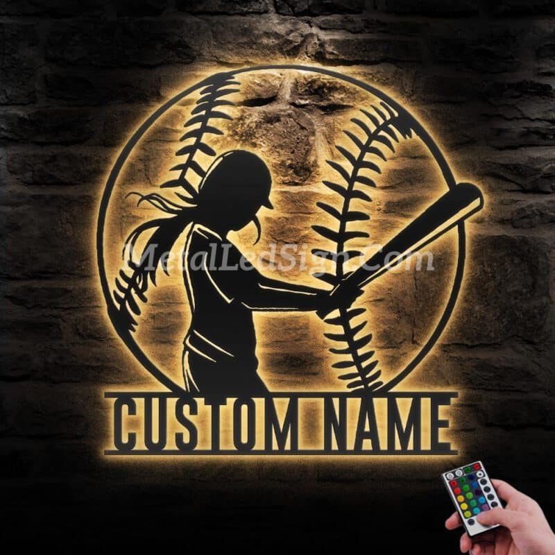 Custom-Girl-Baseball-Metal-Wall-Art-Led-Light-Images-4