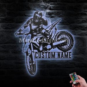 Custom-Girl-Motocross-Biker-Metal-Wall-Art-Led-Light-3